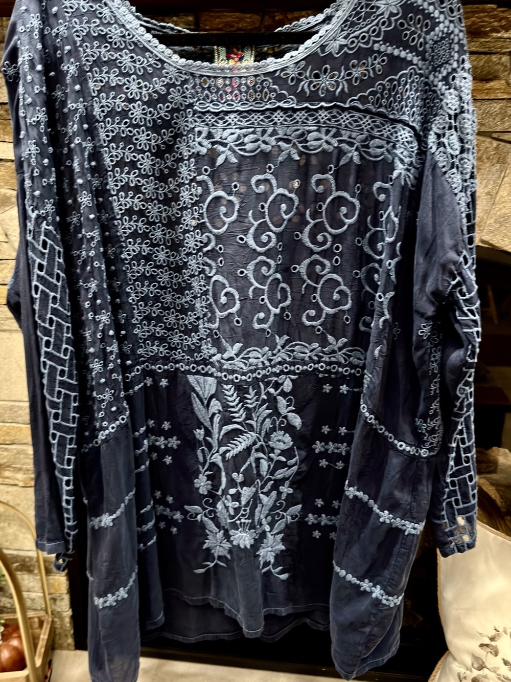 Johnny Was blue tunic top ( oversized)